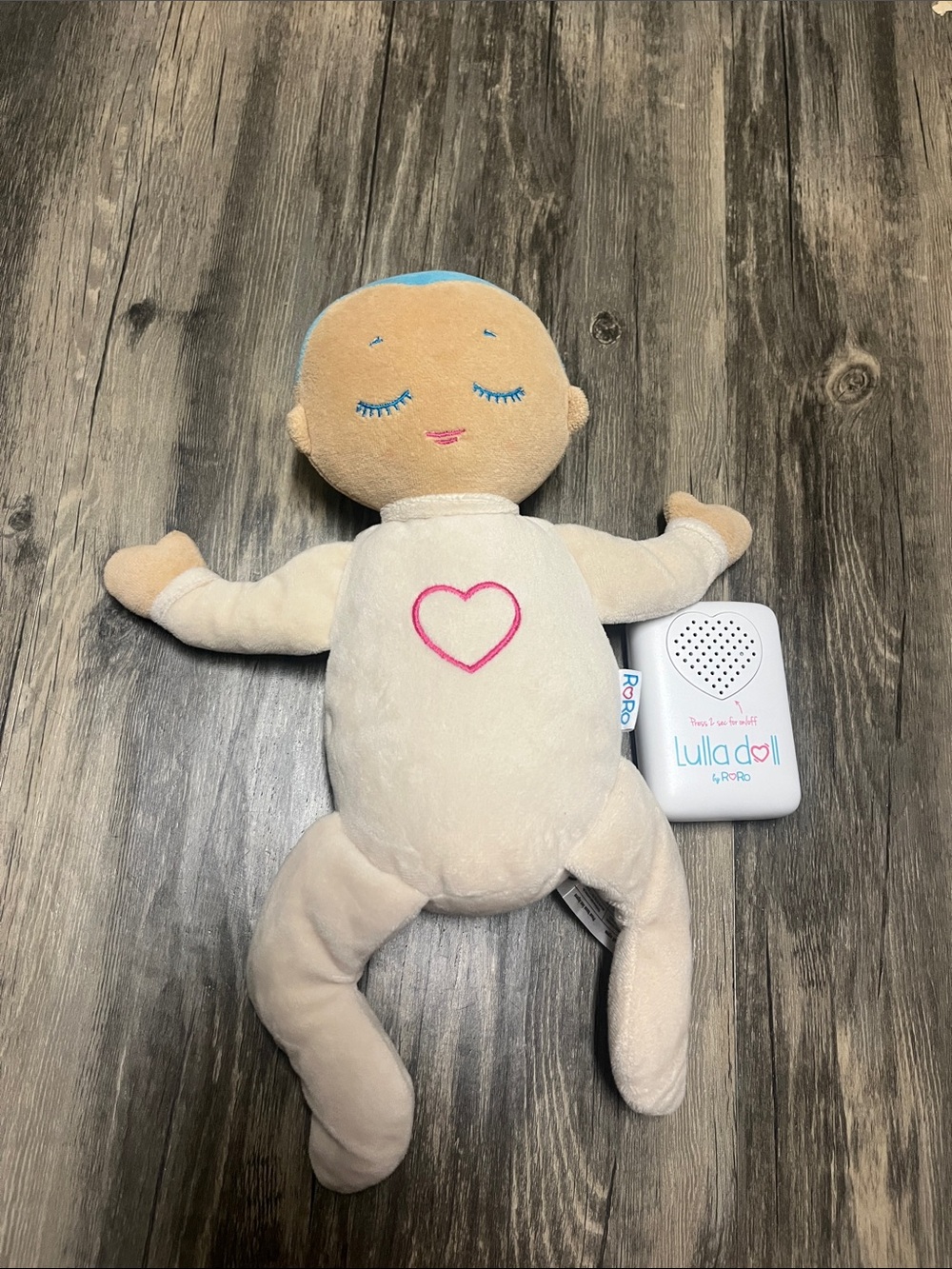 Lulla Doll RoRo Baby Sleep Companion Sky Soother Heartbeat Breathing Sounds Blue